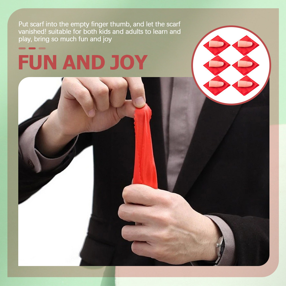 Thumb Tip Magic Trick Set - มายากลผ้าไหมหาย 6 ชุด ปลอมปลายนิ้วโป้ง อุปกรณ์ประกอบการแสดงบนเวทีและงานปาร์ตี้ สำหรับเด็กและผู้ใหญ่