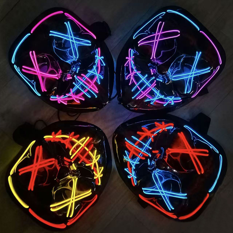 Led Purge Mask Halloween - หน้ากาก LED เรืองแสงไร้สายสุดหลอน สำหรับปาร์ตี้ฮาโลวีน หน้ากากคอสเพลย์ผู้ชาย อุปกรณ์ประกอบฉากเรืองแสง