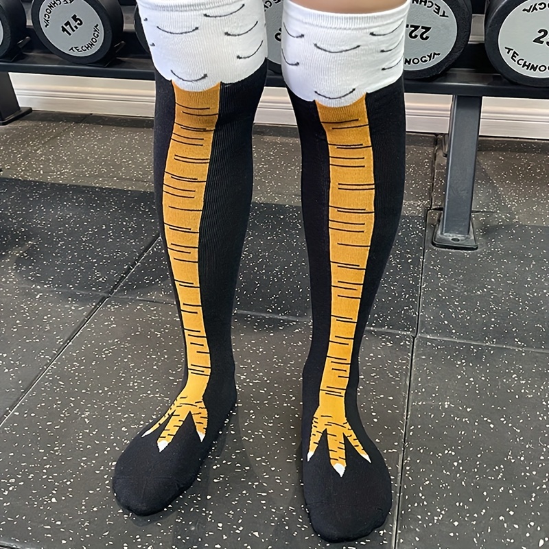 1/2 คู่ผู้หญิงเข่าสูงถุงเท้าอิ - Funny Chicken Leg Socks บทวิจารณ์และราคา