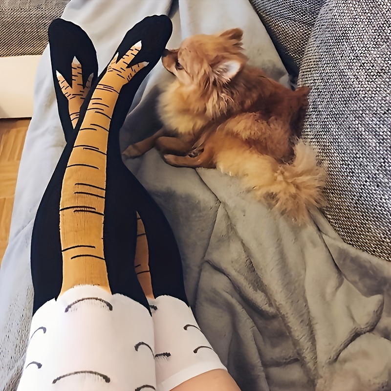 1/2 คู่ผู้หญิงเข่าสูงถุงเท้าอิ - Funny Chicken Leg Socks บทวิจารณ์และราคา
