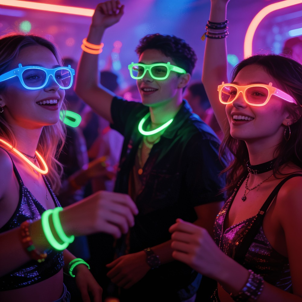 แว่นตาเรืองแสง UV 5/12 ชิ้น แฟ - Glow In The Dark Party Glasses บทวิจารณ์และราคา